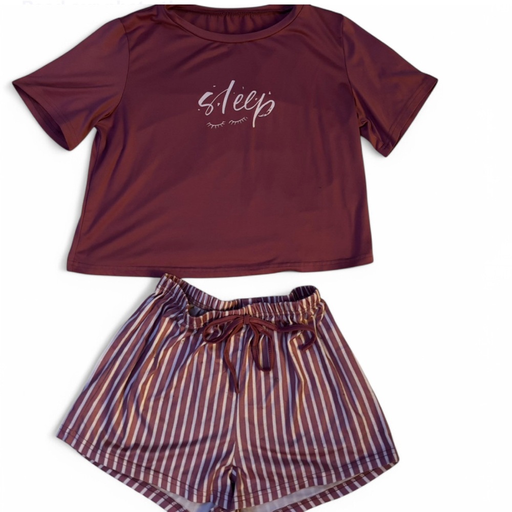 Red and White Pajama Set Intimates Sleepwear